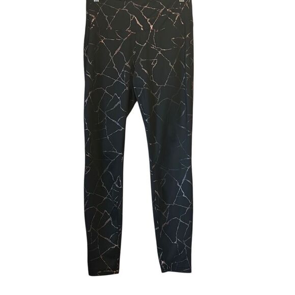 Avia Women's Medium Black Marble Print High Waisted Athletic Leggings - Picture 1 of 6